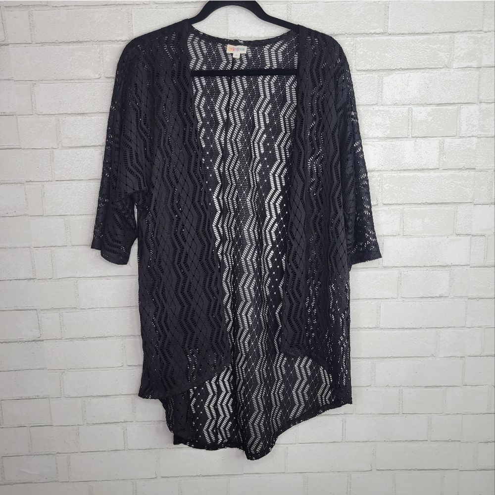 Lularoe Black Mesh Beach Cover Cardigan